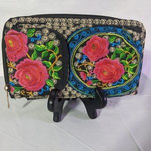 Embordered Rose Wallet